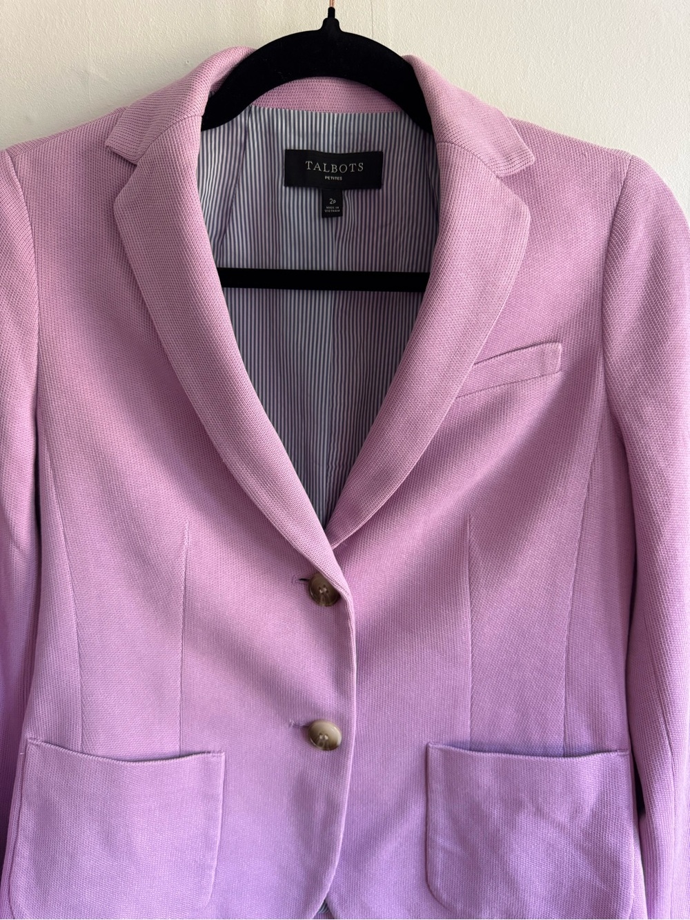 Talbots Pink Ponte Knit Two-Button Blazer